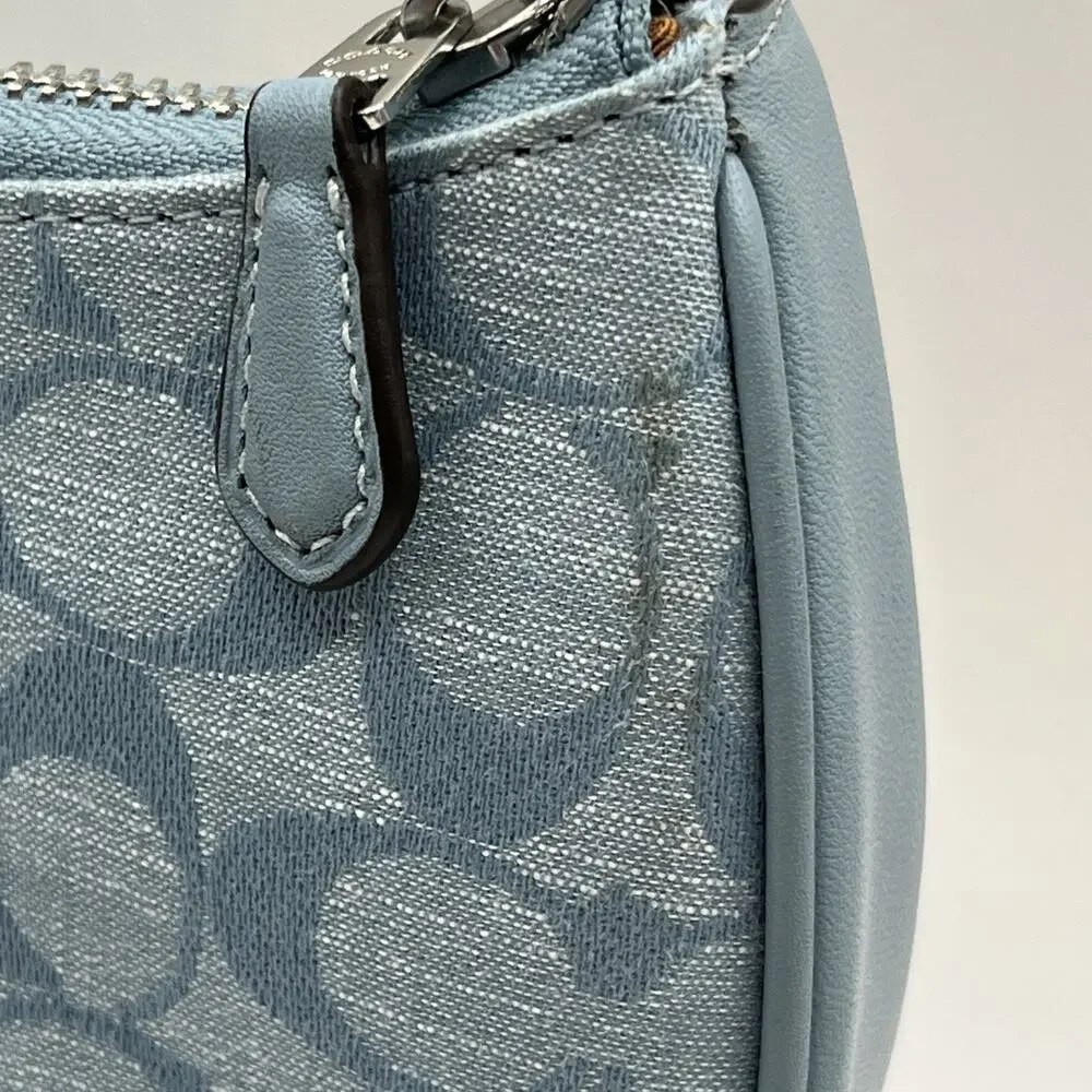 COACH Teri Shoulder Bag Signature Chambray Light Blue CH139 HAS STAINS AS IS
